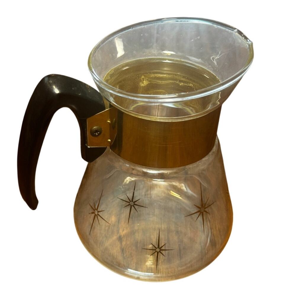 Vintage Pyrex Corning 1960s Atomic Star Burst 4 Cup Coffee Pot Carafe Heatproof